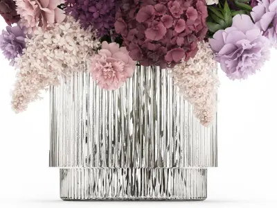 Bouquet Of Flowers Peony hydrangea lilac 506 3D model