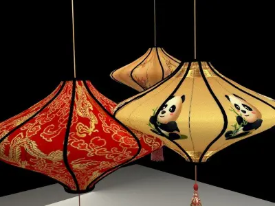 Chinese red lantern  3D model