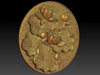 1 round lotus CNC Relief Model 3D print model