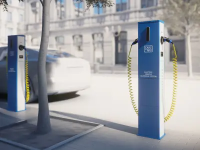 Double electric car charger 3D model