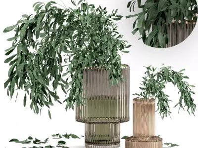 plant bouquet with vase  3D model