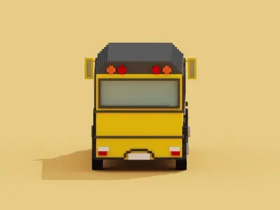 Voxel School Bus Low-poly 3D model