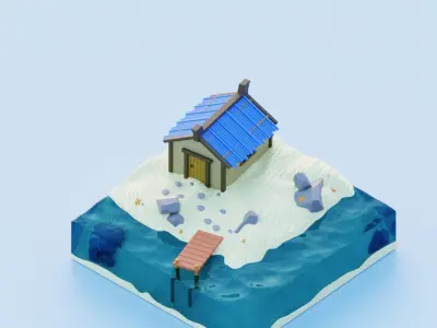 Island house on Free 3D model
