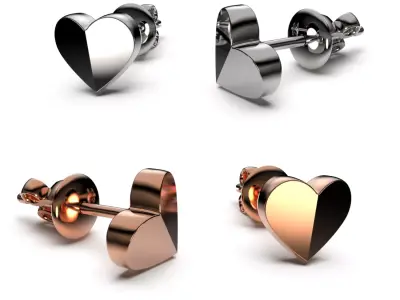 HEART Stud Earrings LOVE GIFT For Valentines Day 3D print model