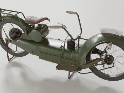 1921 Ner-a-car classic bike green PBR textured model 3D model