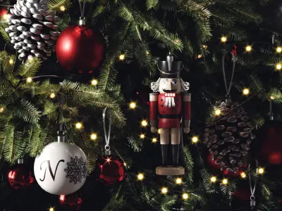 Christmas set 1 tree with stars hanging from it 3D model