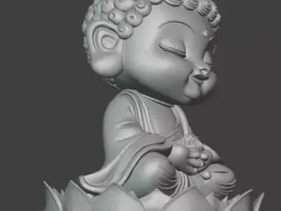 Chibi Buddha with Lotus Base 3D print model