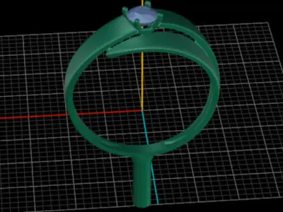 Gold ring with a single diamond 3D print model