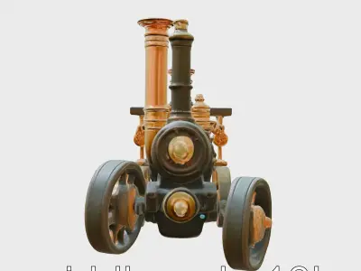Steampunk Tractor with Ornate Brass Details Low-poly 3D model