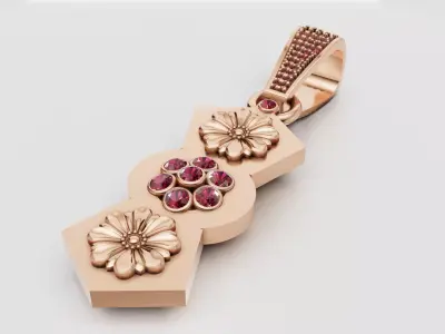 gold floral pendant  3D printable model  3D print model