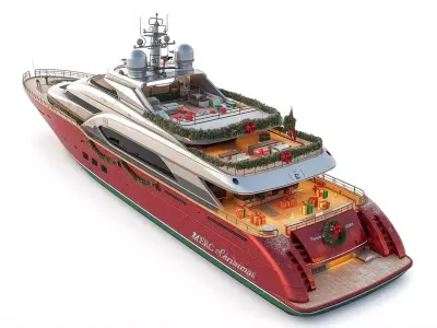 Luxury Christmas Edition Sport Yacht 3D Model 3D model