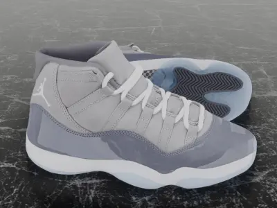 NIKE AIR JORDAN 11 COOL GREY 3D SHOES Low-poly 3D model