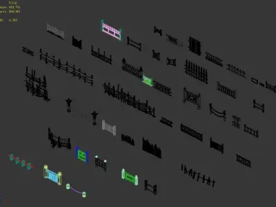 Game Building Decoration - Fence 01 3D model