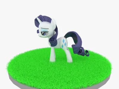 Cartoon White Pony Rigged Low-poly 3D model