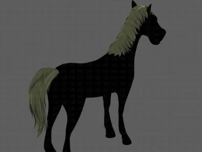Horse mane and tail V01 Low-poly 3D model