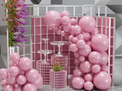 Party Balloons Birthday wedding anniversary Balloons decoration 3D model