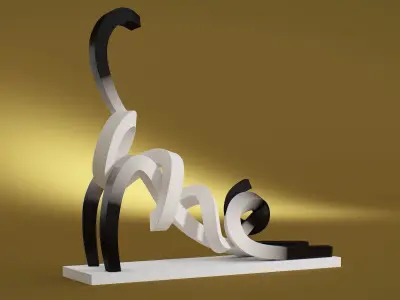 Stretching Siamese Cat 3D model