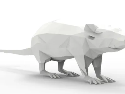 Lowpoly Animal - rat Low-poly 3D model