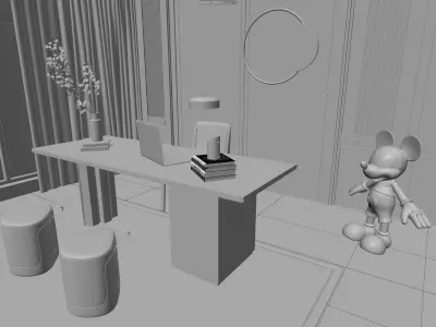 Office Workspace Essentials  Interior Scene 3D model
