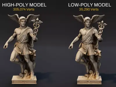 Hermes Statue Low-poly 3D model