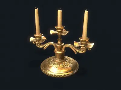 Medieval Candlestick 6 Low-poly 3D model