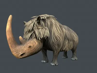 Woolly Rhinoceros Low-poly 3D model
