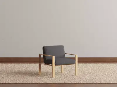 Grey Fabric Armchair 3D model