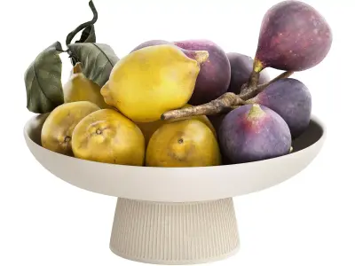 bowl of figs and yellow lemons 3D model