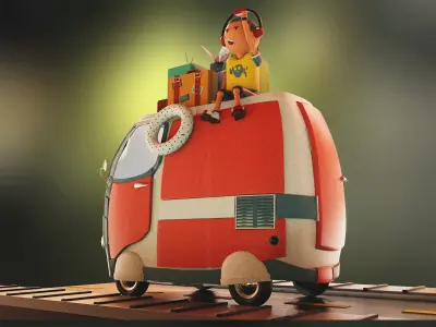 Van model toy car with toys on top 3D model