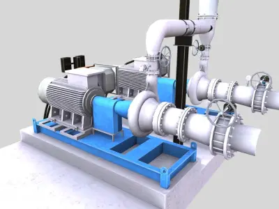 Water Pump Low-poly 3D model