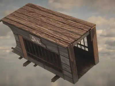 Western Wagon Low-poly 3D model