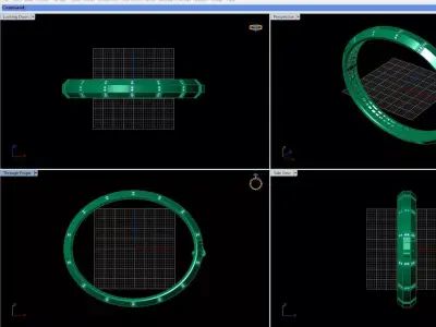 Luxury Modular Gold Bangle with Jewel Accents 3D print model