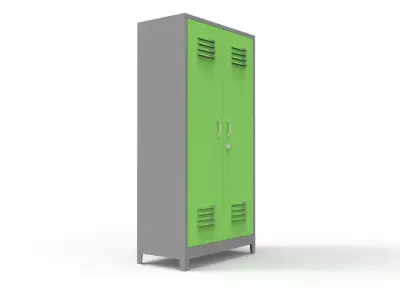 METAL CABINET-DOUBLE LONG-GRAY AND GREEN Low-poly 3D model
