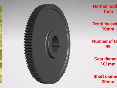 Cylindrical gear - paired - z99 m1 D101 d20 3D print model