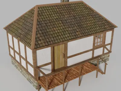 Medieval house Free low-poly 3D model 3