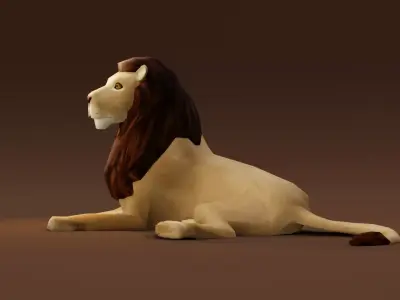 Low poly Lion Rigged 3D model Low-poly 3D model