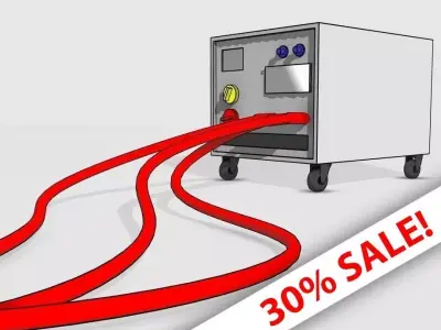 Cartoon style power generator with cable wires Low-poly 3D model