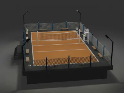 Volleyball Court - Drawing File Available - Low-poly 3D model