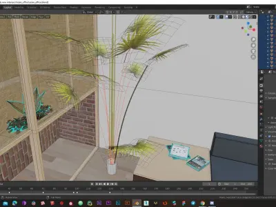 Modern Realistic Asian interior Low-poly 3D model