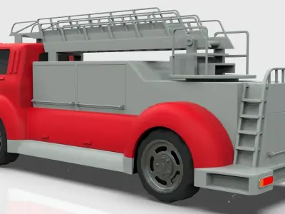 Firetruck Cartoon Vehicle  Low-poly 3D model