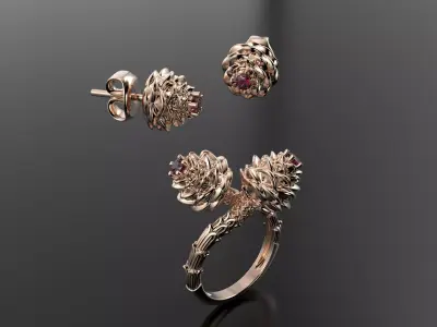 Conifer cone set 3D print model