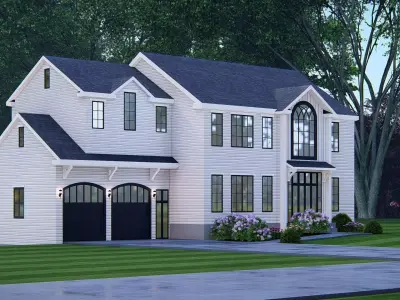 American Exterior House Design  Classic Modern Country Home  3D model