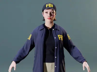 Mens and womens clothing of FBI agents - Rigged - GameReady Low-poly 3D model