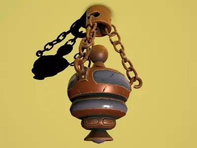 Fantasy bronze chandelier mini Low-poly 3D model
