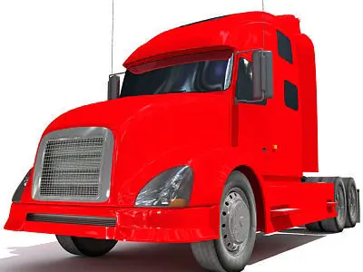 Red Truck Tractor 01 3D model