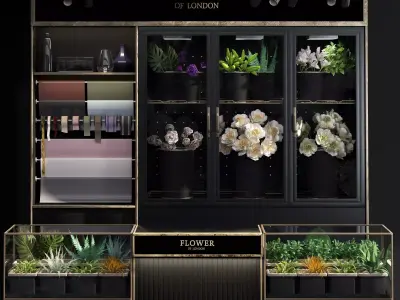 Florist- Flower Shop-refrigerated flower display Full Scene  3D model