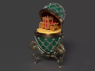 Faberge egg with carriage  Low-poly 3D model