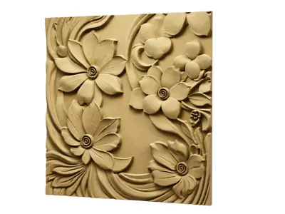 CNC STL Relief Panel Classic Floral Art Carving File 265  3D model