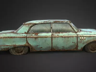Old Rusty Car Low-poly 3D model purchase