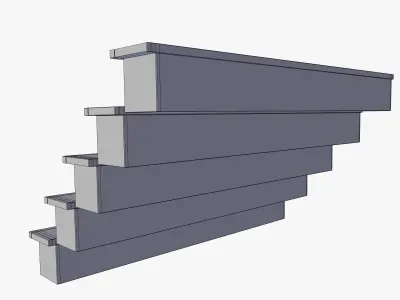 Stairs set of wooden 3D model